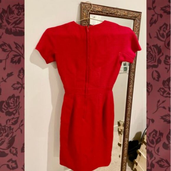 Red 60s Bow Wiggle Dress - Authentic Vintage Size: Small Excellent Condition - Picture 5 of 6
